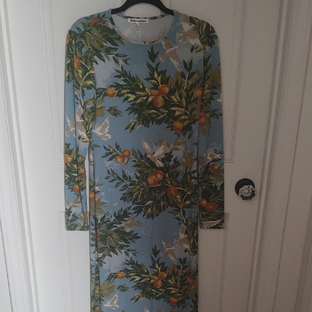 Rare Reformation Tommie Knit Dress Villa Livia Blue